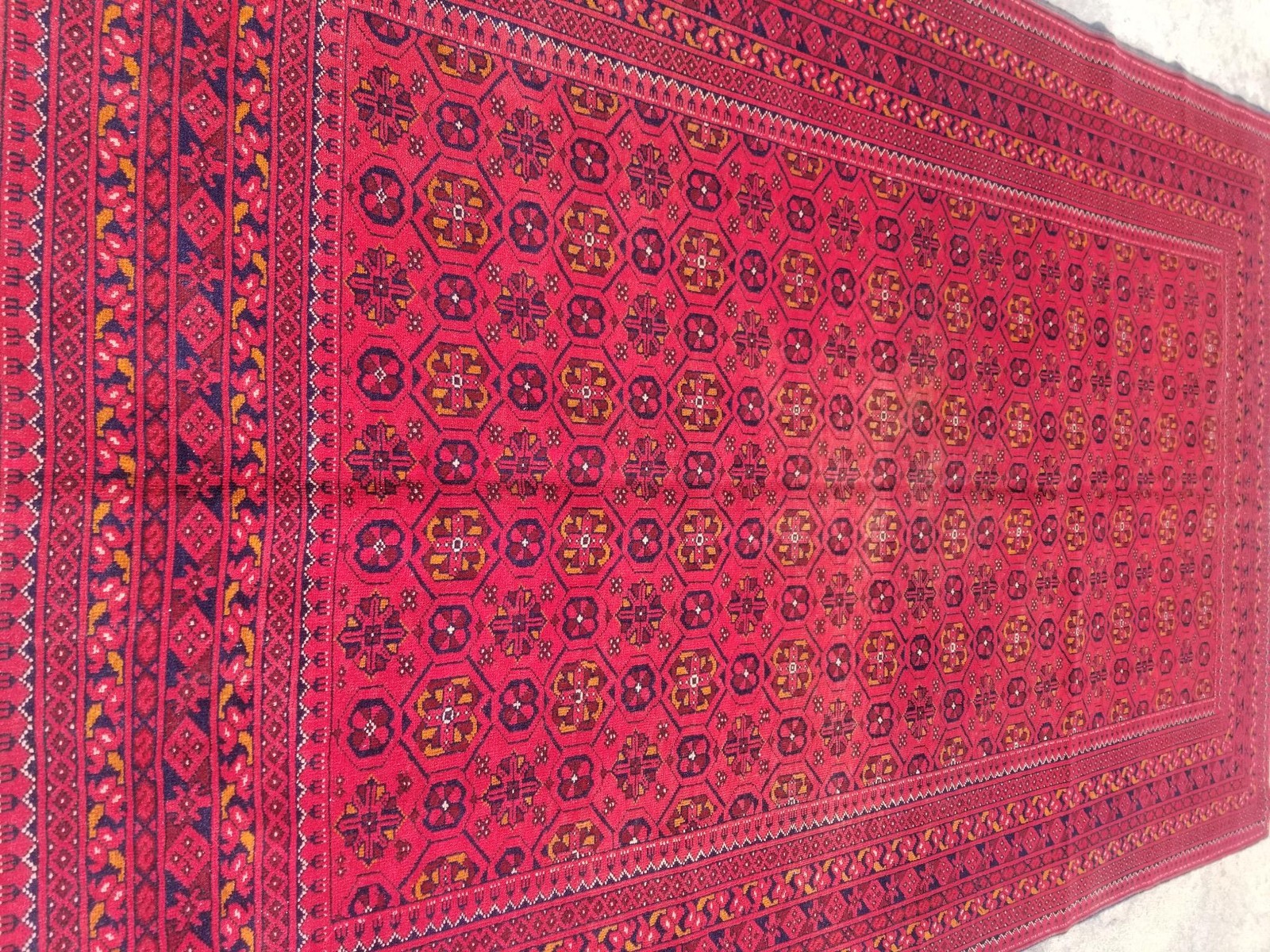 Vintage Traditional Handmade Afghan Floral Wool Rug 9.4 x 6.3 ft