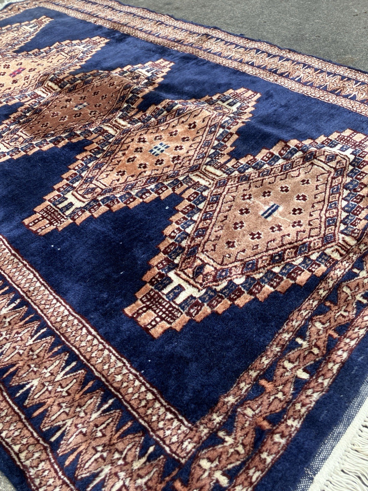 1970’s Bokhara Jaldar Rug Wool Tribal Hand-Knotted Oriental Carpet 37” X 61”