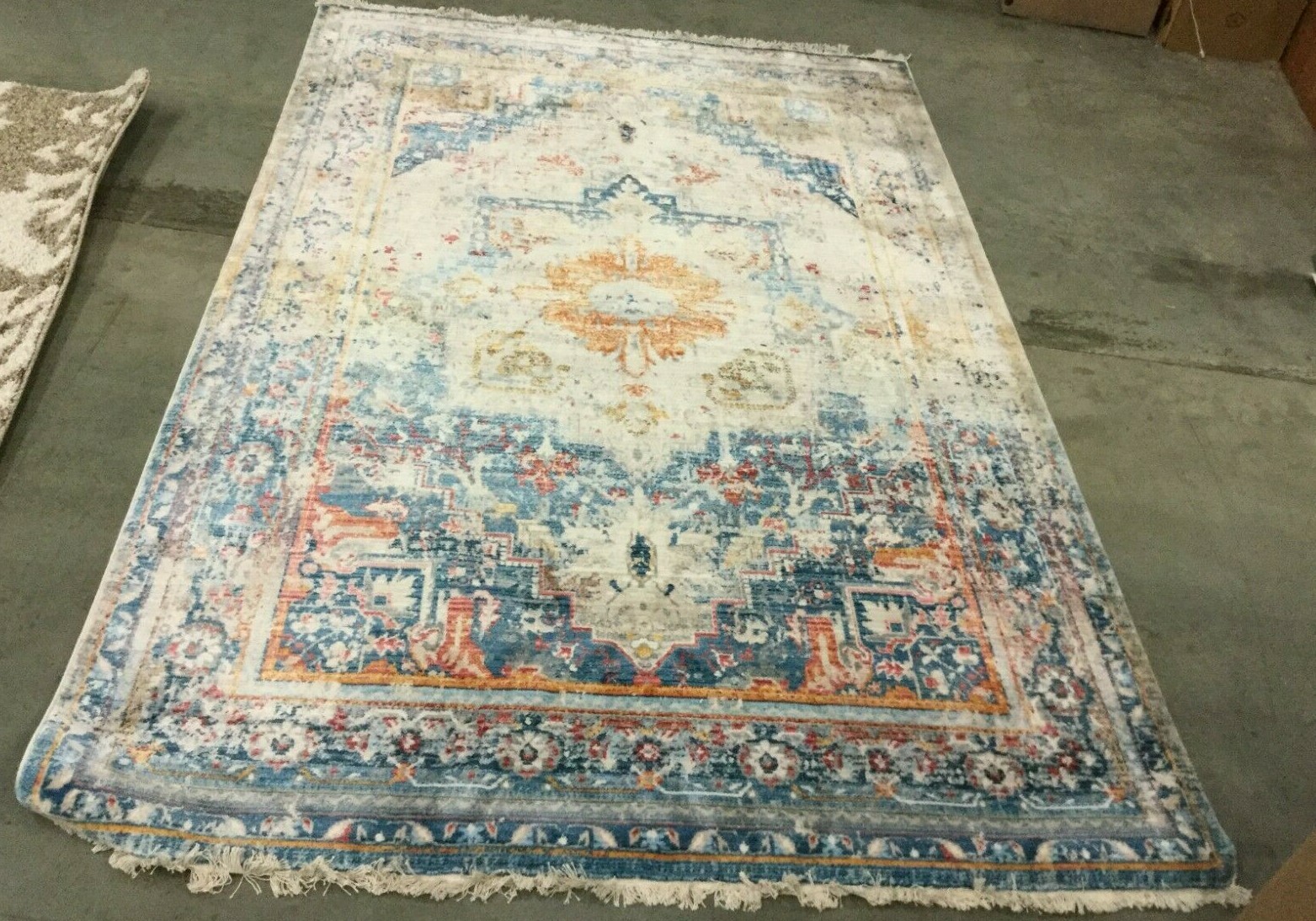 BLUE / MULTI 5′ X 7′-6″ Stained Rug, Reduced Price 1172636947 VTPB438B-5