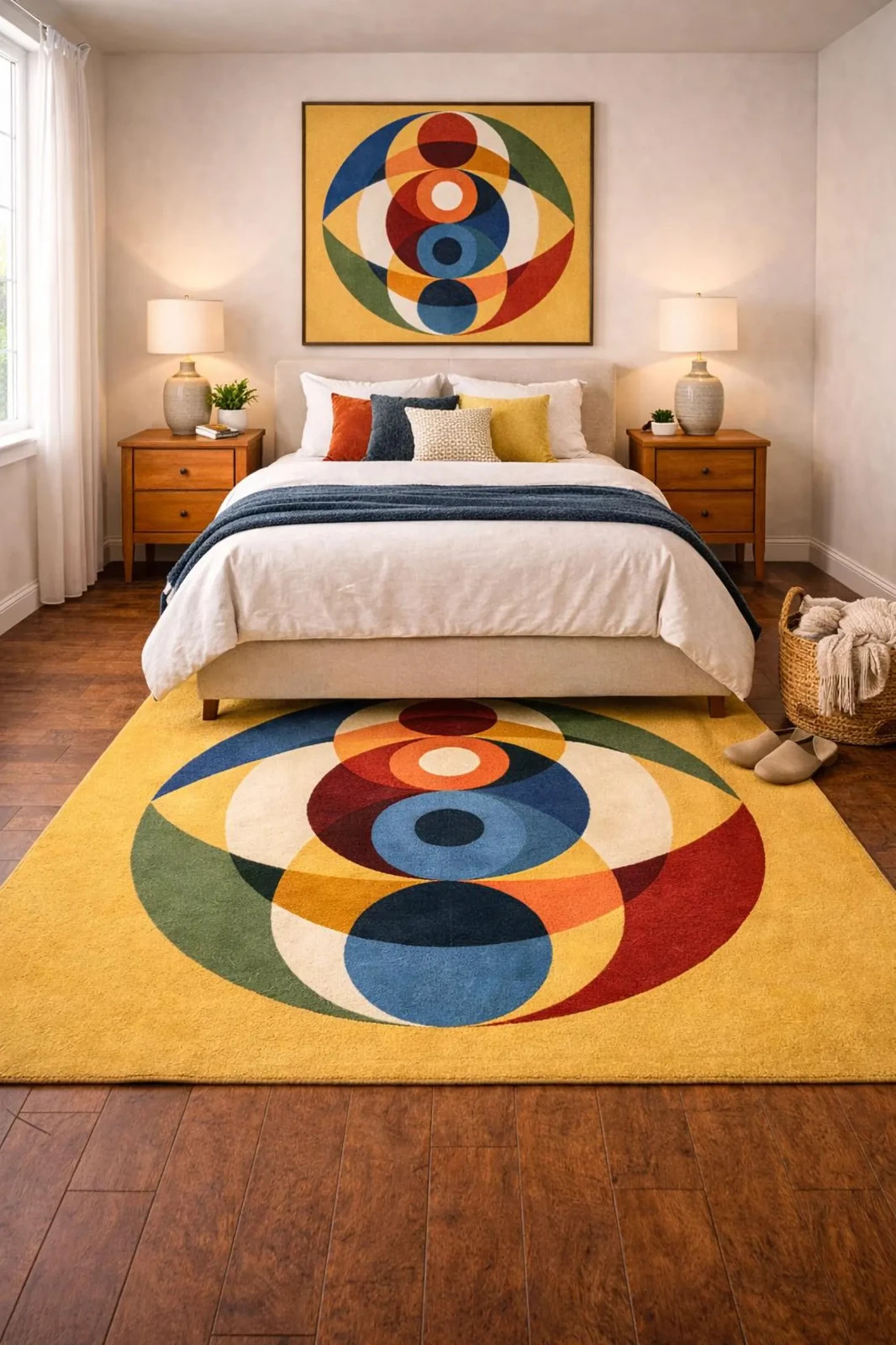 Mid Century Modern Geometric Abstract Hand Tufted 100% New Zealand Wool Area Rug