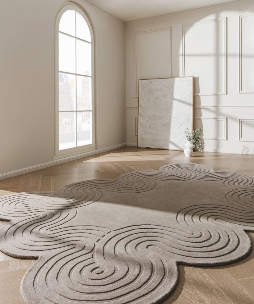 Irregular Shape High & Low Pile, Hand-Tufted 100% Wool Soft Area Rugs Carpet