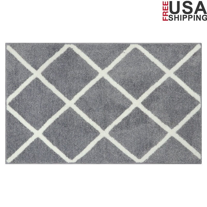 Plush Diamond Indoor Accent Rug Machine Washable Skid-Resistant Low Pile New