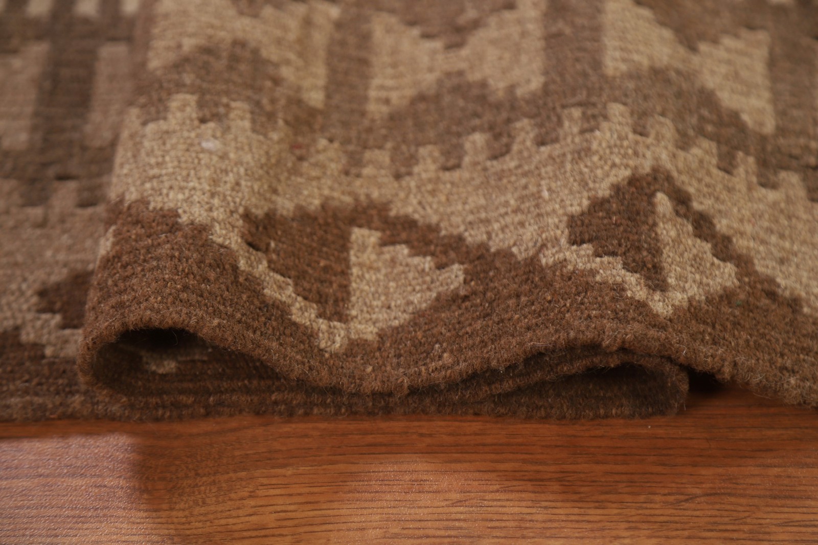 Kilim Reversible Wool Brown Natural Dye Hand-Woven South-western Area Rug 5×8