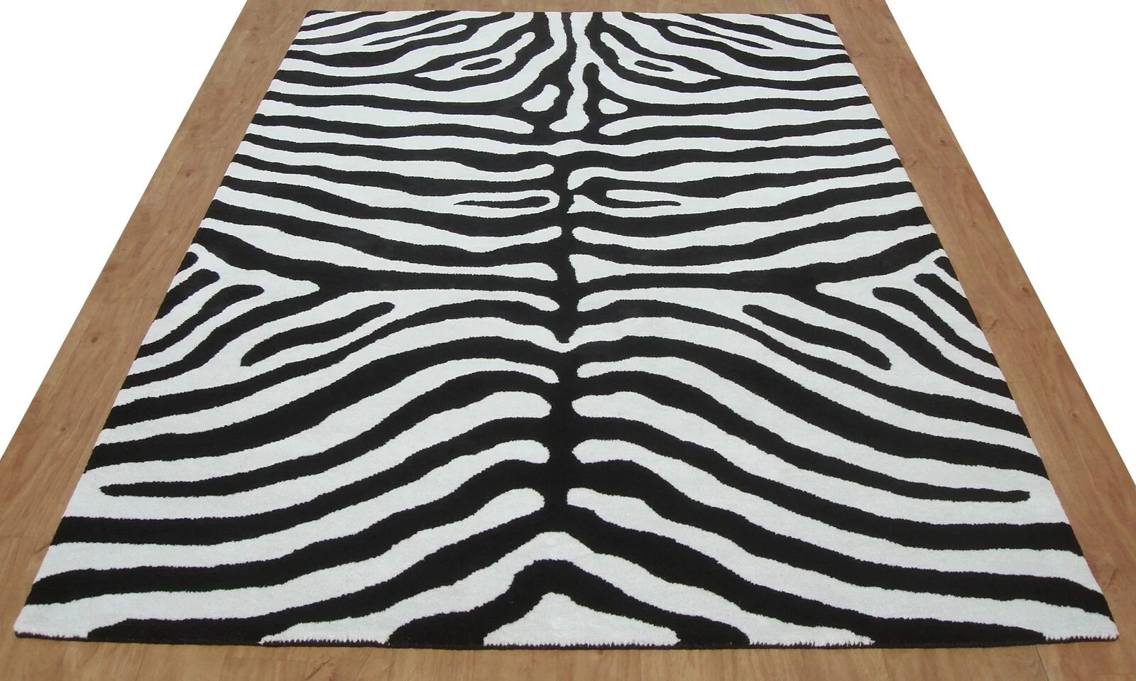 Black White Zebra Print Hand Tufted Area Rug 8×10 Modern Animal Pattern Carpet