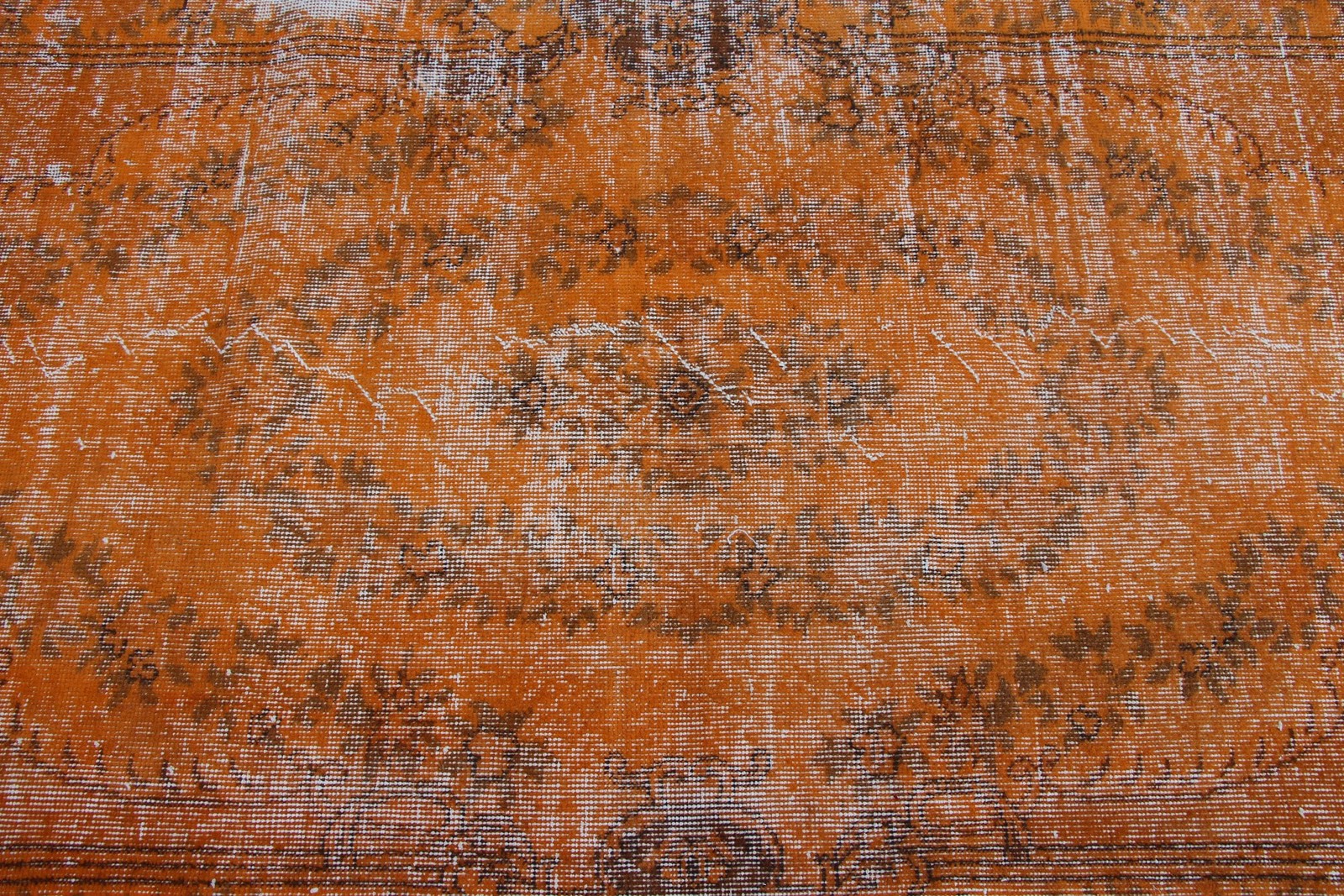 Vintage Turkish Area Rug 3,8×7,3 ft (117×221 cm), Orange Southwestern Rug