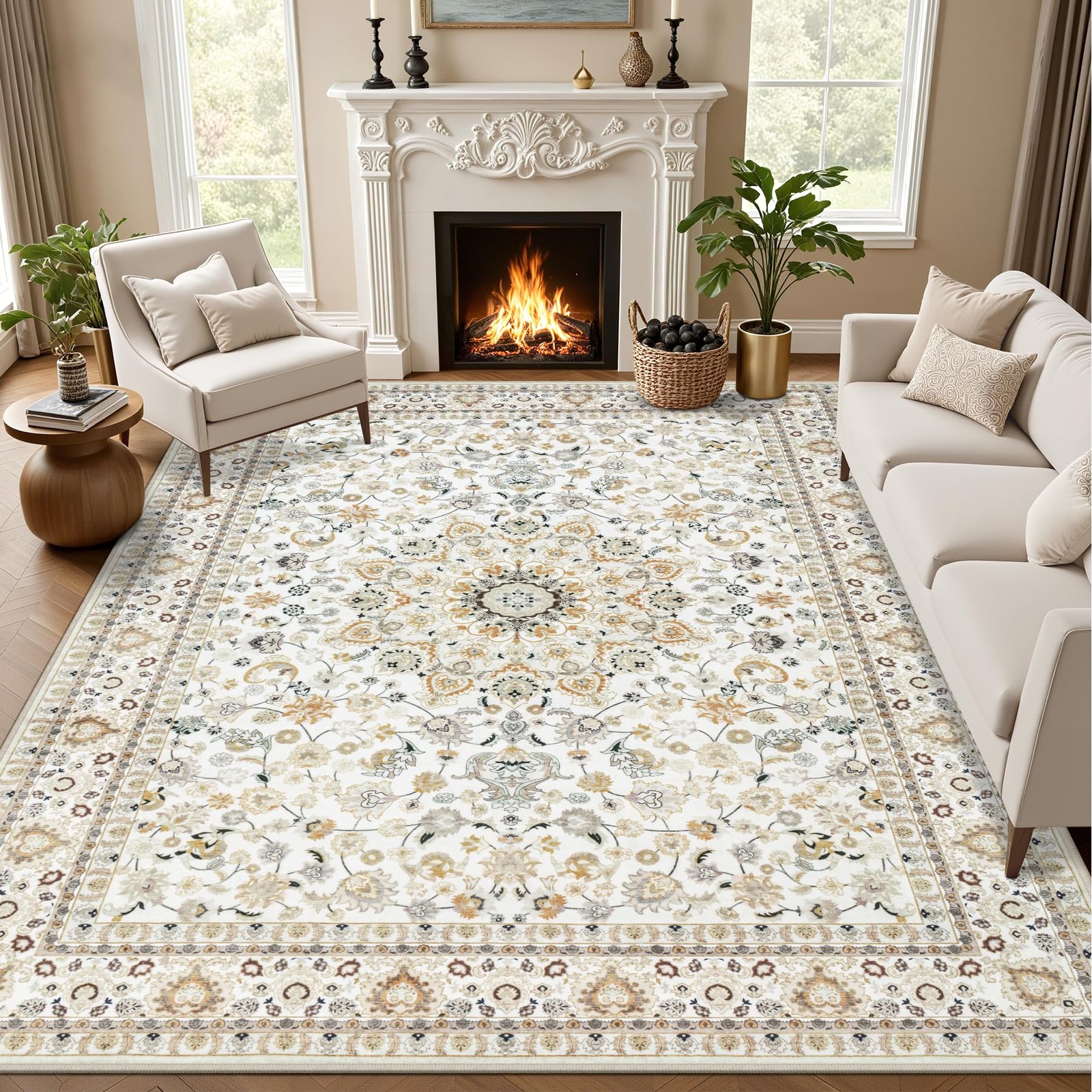 Area Rugs 9×12 Living Room Rug: Washable Rug Soft Vintage Boho Carpet Indoor …