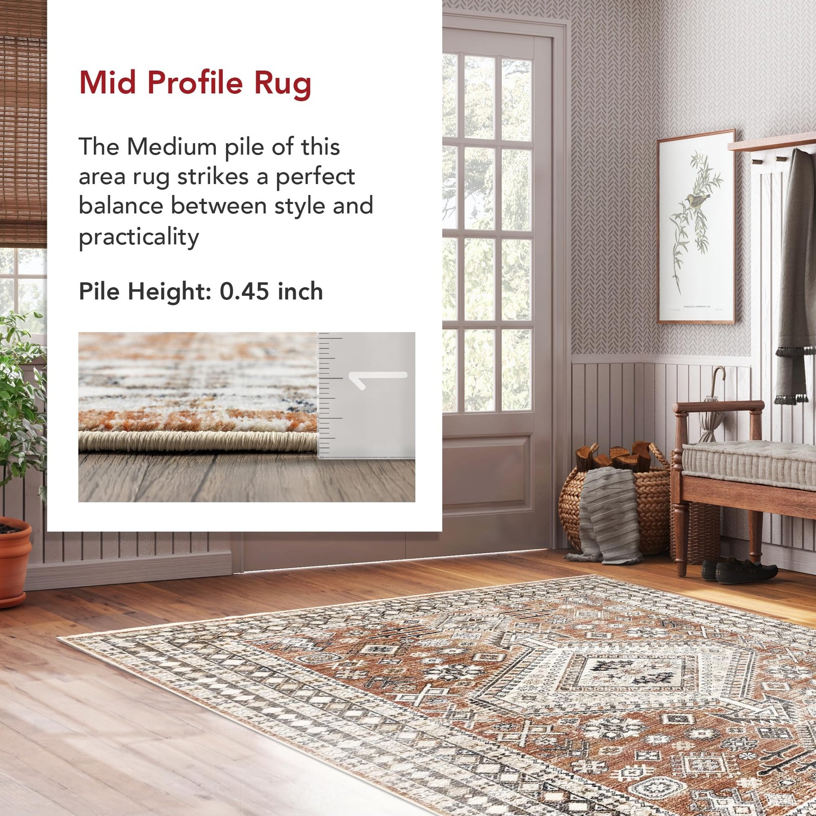 Nuloom Fringed Performance Vanesa Rust/Ivory 4 X 57 Oriental Soft And Cozy High