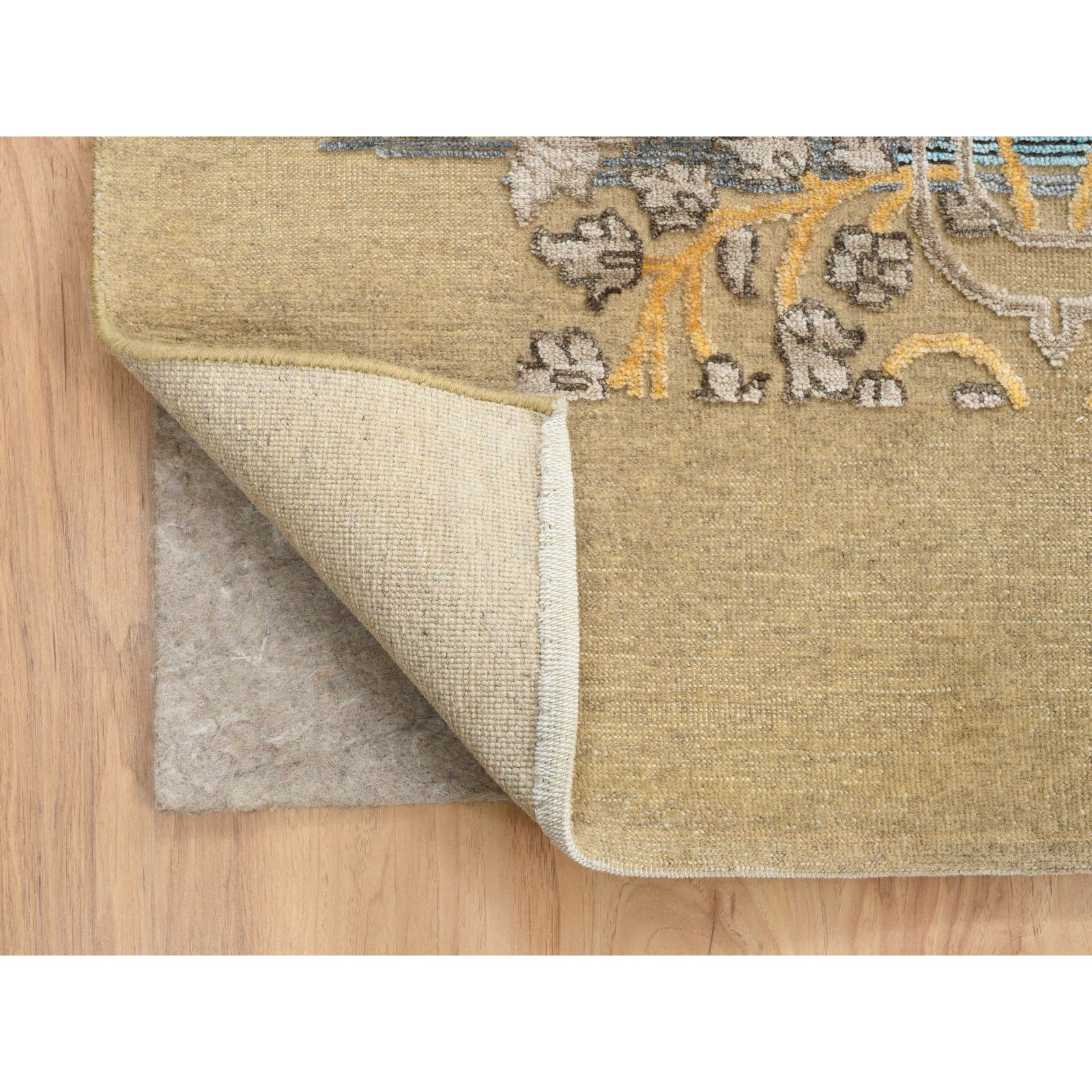 12’2″ x 12’2″ Honey Brown Silk With Wool Hand Knotted Saroogh Square Rug R64440