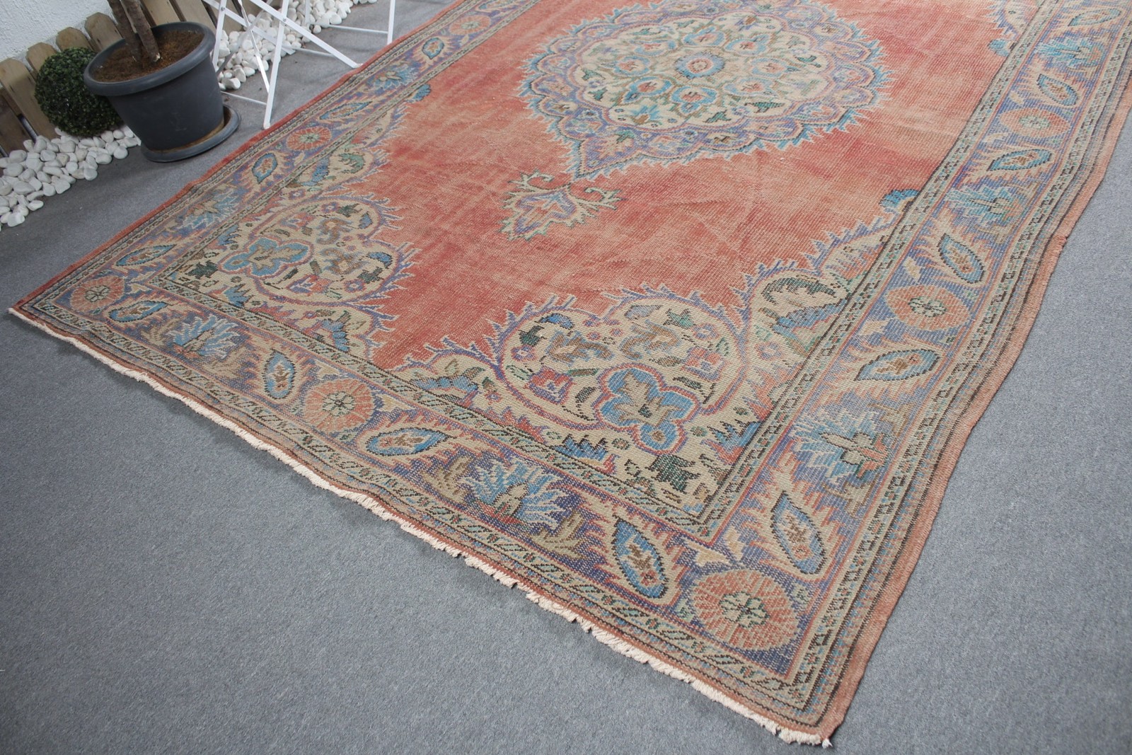 Turkish Rug, Oversize 7,2×11 ft Rug, Red Oriental Rug