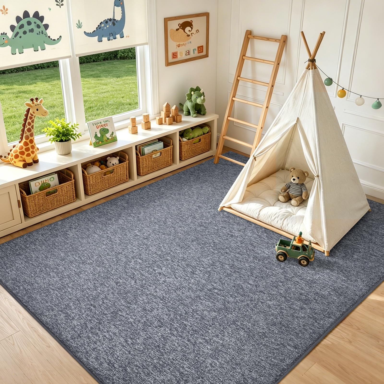 FinRèc Low Pile 5×7 Washable Area Rugs for Bedroom Living Room, Thin Rug Sol…