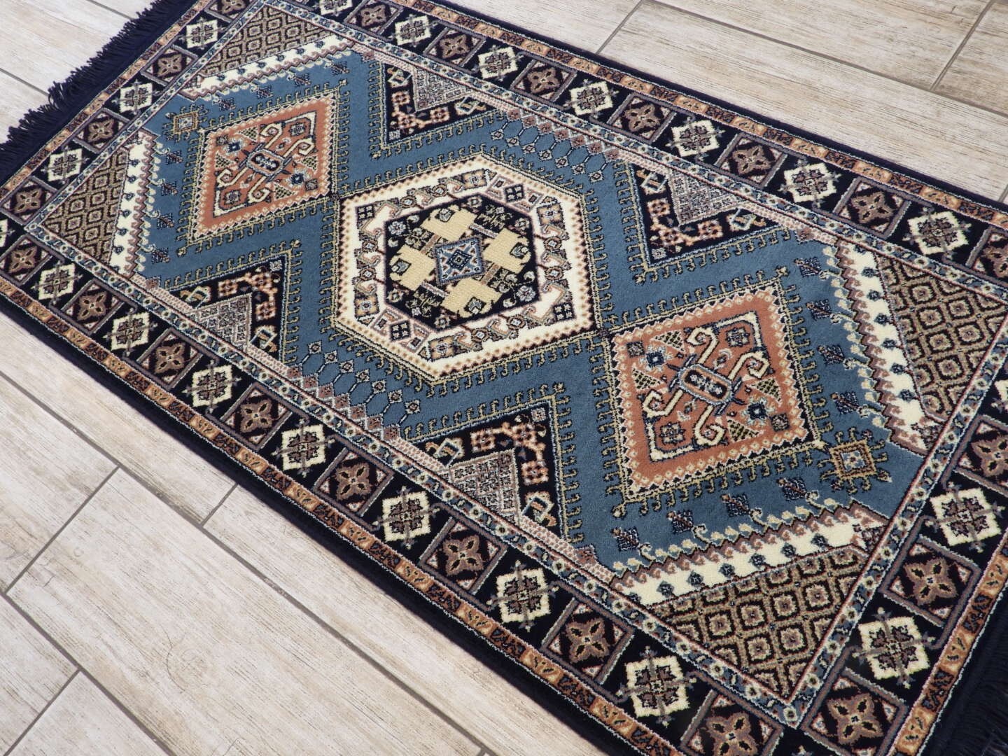 Blue Oriental Wool Machinemade Rug 80×150