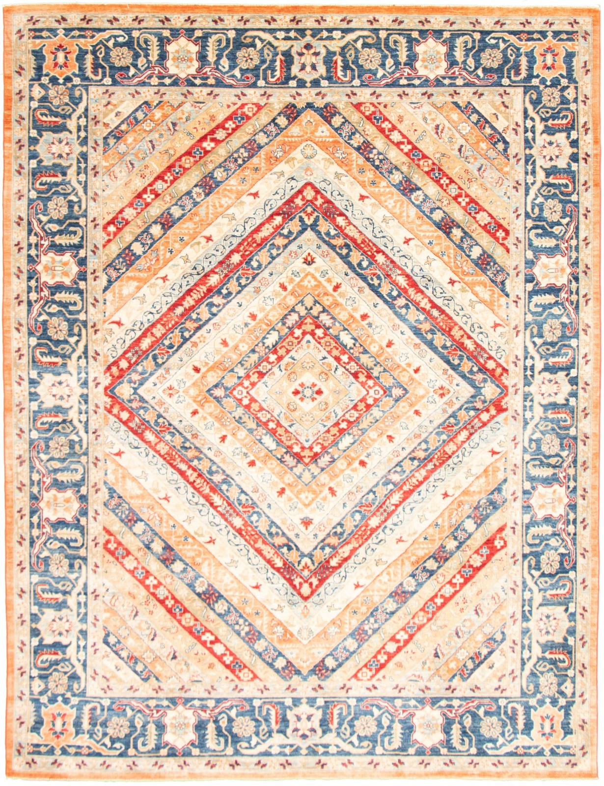 Vintage Hand-Knotted Area Rug 9’0″ x 11’9″ Traditional Oriental Wool Carpet