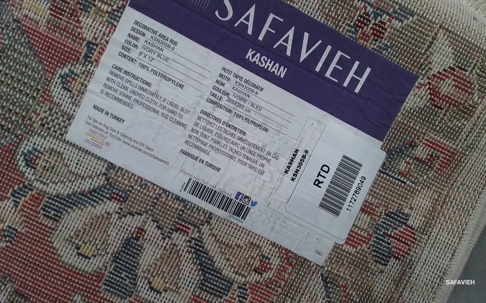 IVORY / BLUE 9′-0″ x 12′-6″ Flaw in Rug, Reduced Price 1172769049 KSN305B-9