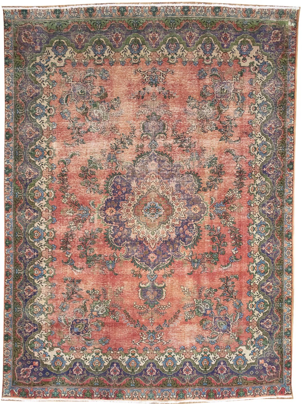 Semi-Antique Distressed Muted Colors Oriental Rug Extra Large Carpet 10×13 Ft