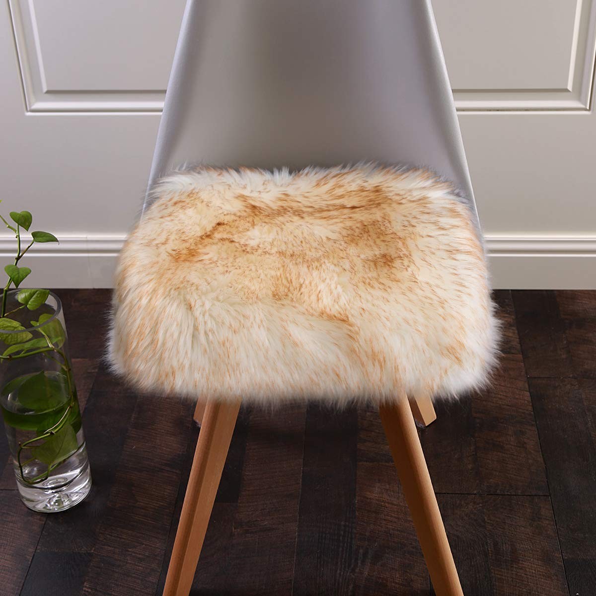 Square Faux Fur Sheepskin Chair Cover Seat Cushion Pad Super Soft Area Rugs f…