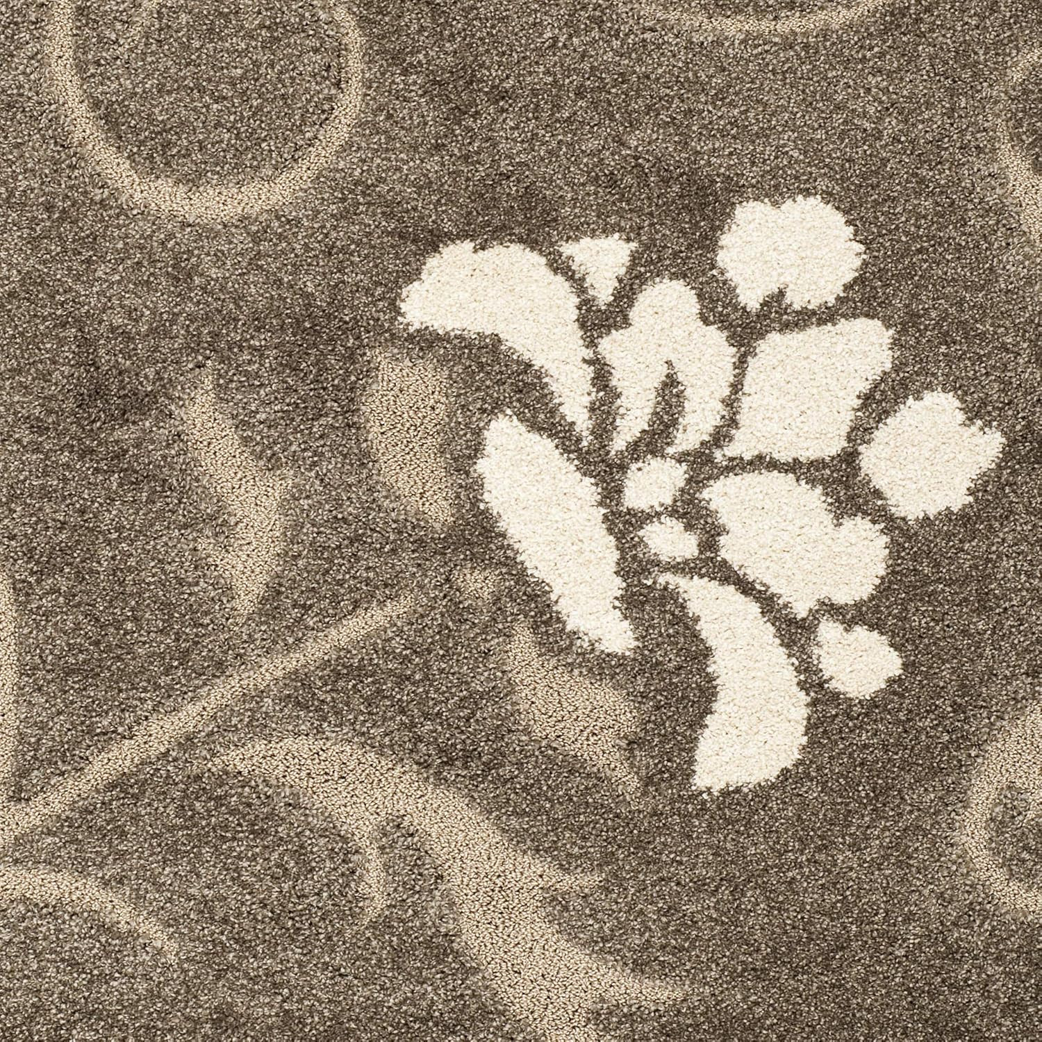 Florida Shag Collection Accent Rug – 2’3″ X 4′, Smoke & Beige, Floral Design, No