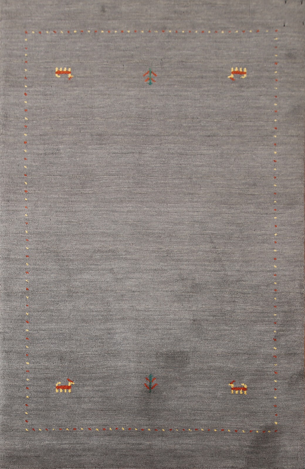Tribal Gray Gabbeh Rug 4×6 Ft Hand-Knotted Oriental Modern Wool Carpet