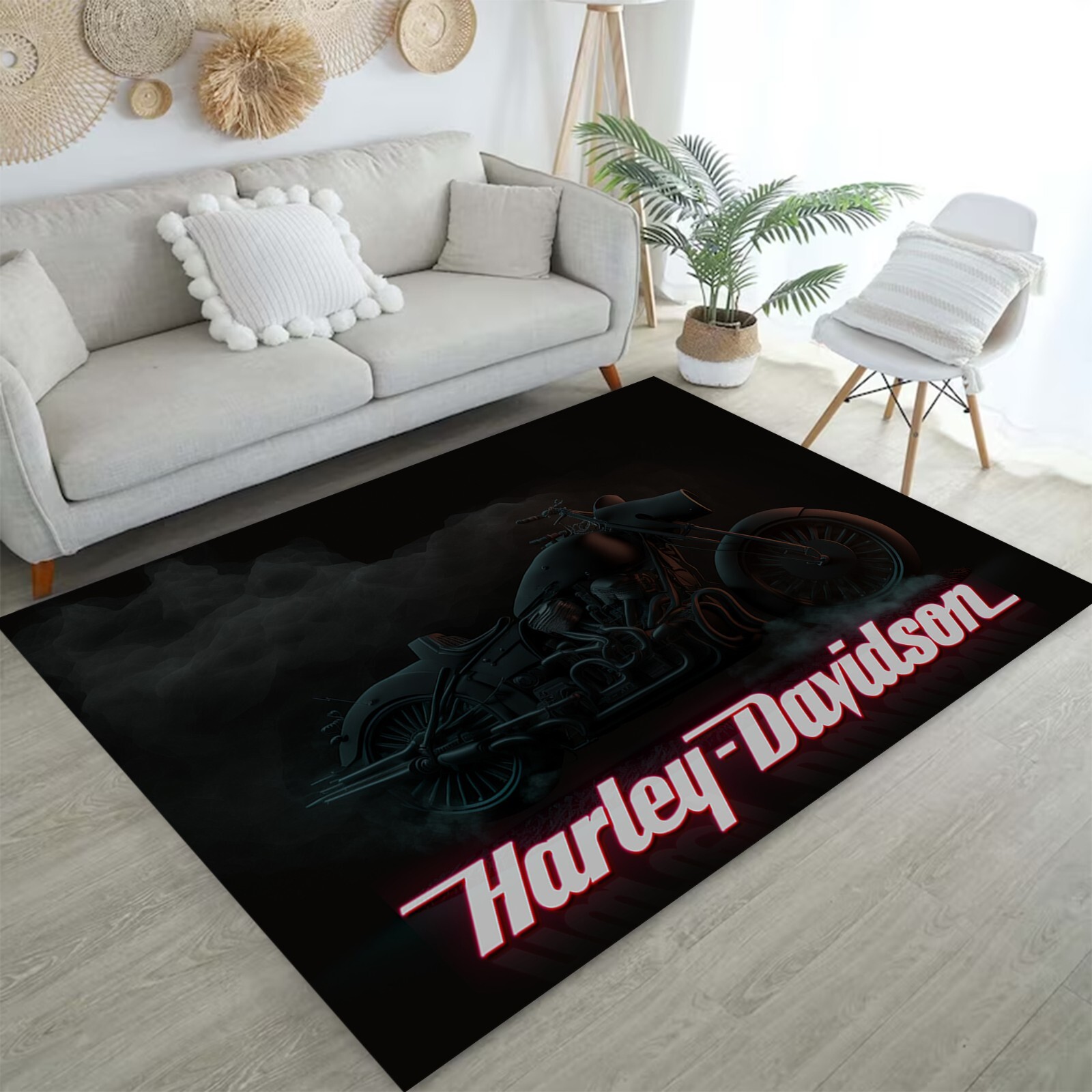 harley rug, biker rug, biker gift, motorcycle area rug