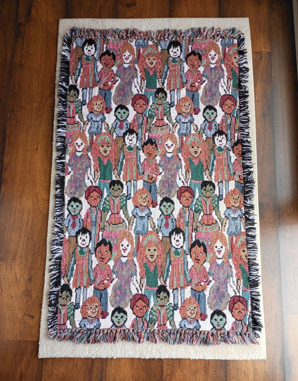 Hand woven cotton throw rug * 30 in. x 48 in. * Made in India