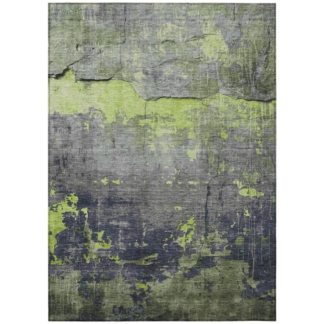 3×5 ft. Lime Green Gray & Silver Abstract Washable Transitional Indoor & Outd…