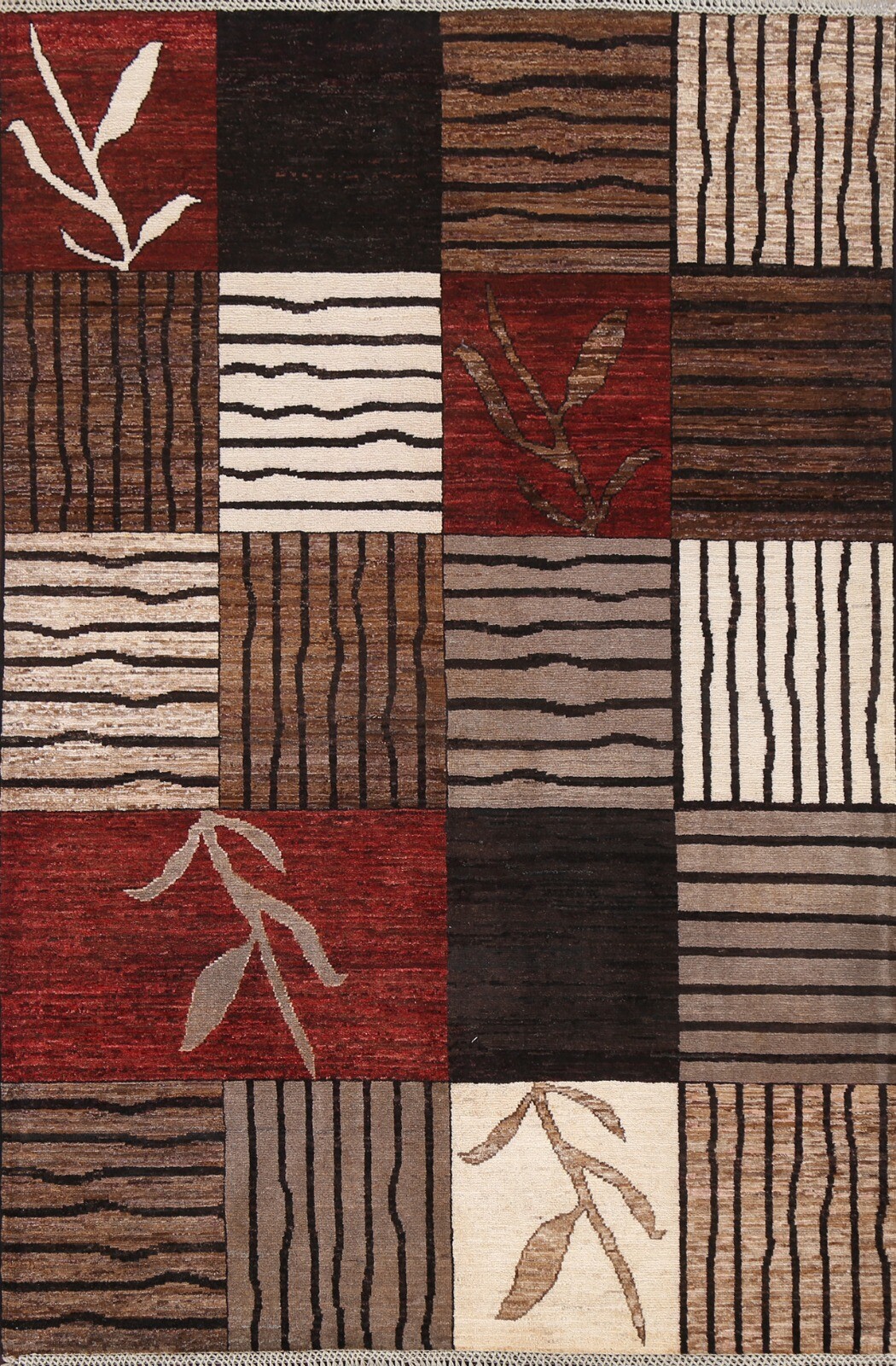 Geometric Gabbeh Oriental Area Rug Modern Hand-knotted Wool Foyer Carpet 5×7 ft