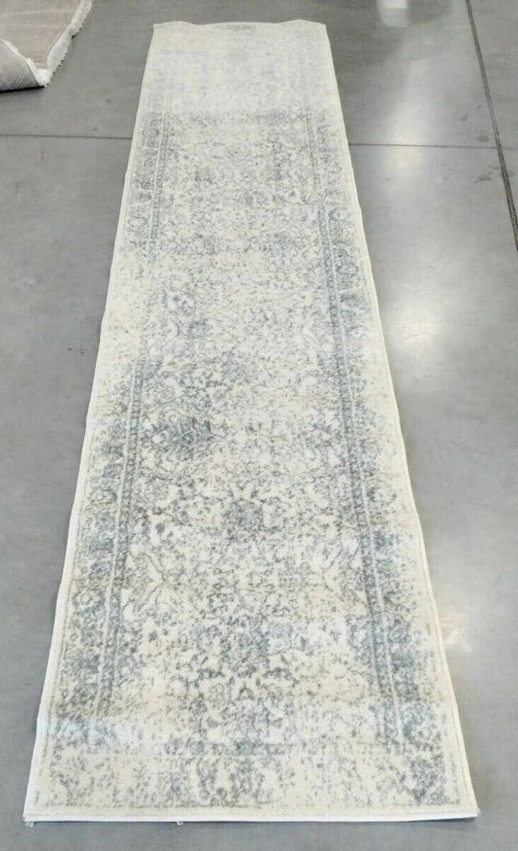 IVORY / SLATE 2′-6″ X 12′ Back Stain Rug, Reduced Price 1172704111 ADR109S-212