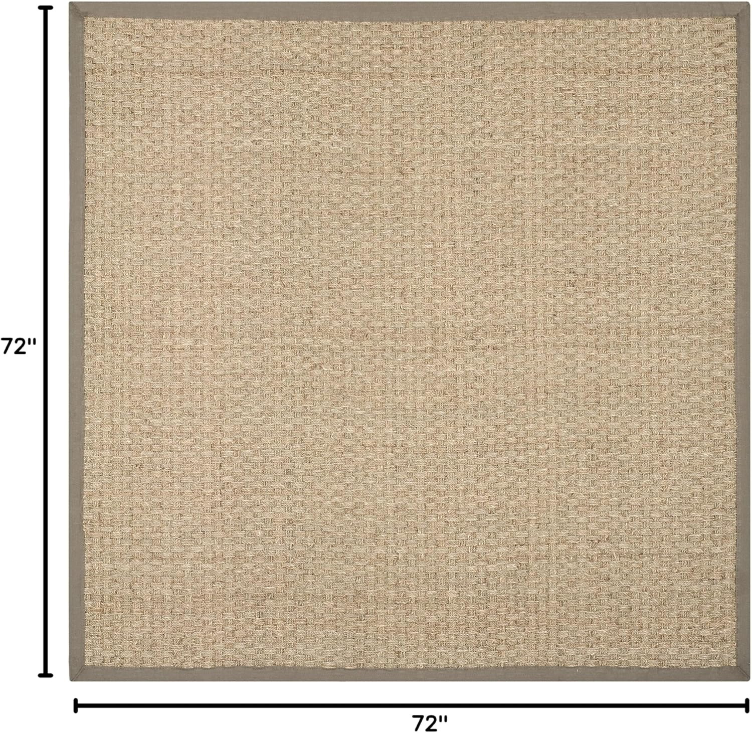 Area Rug 6′ Square – Natural Fiber Collection – Natural & Grey, Seagrass, Basket