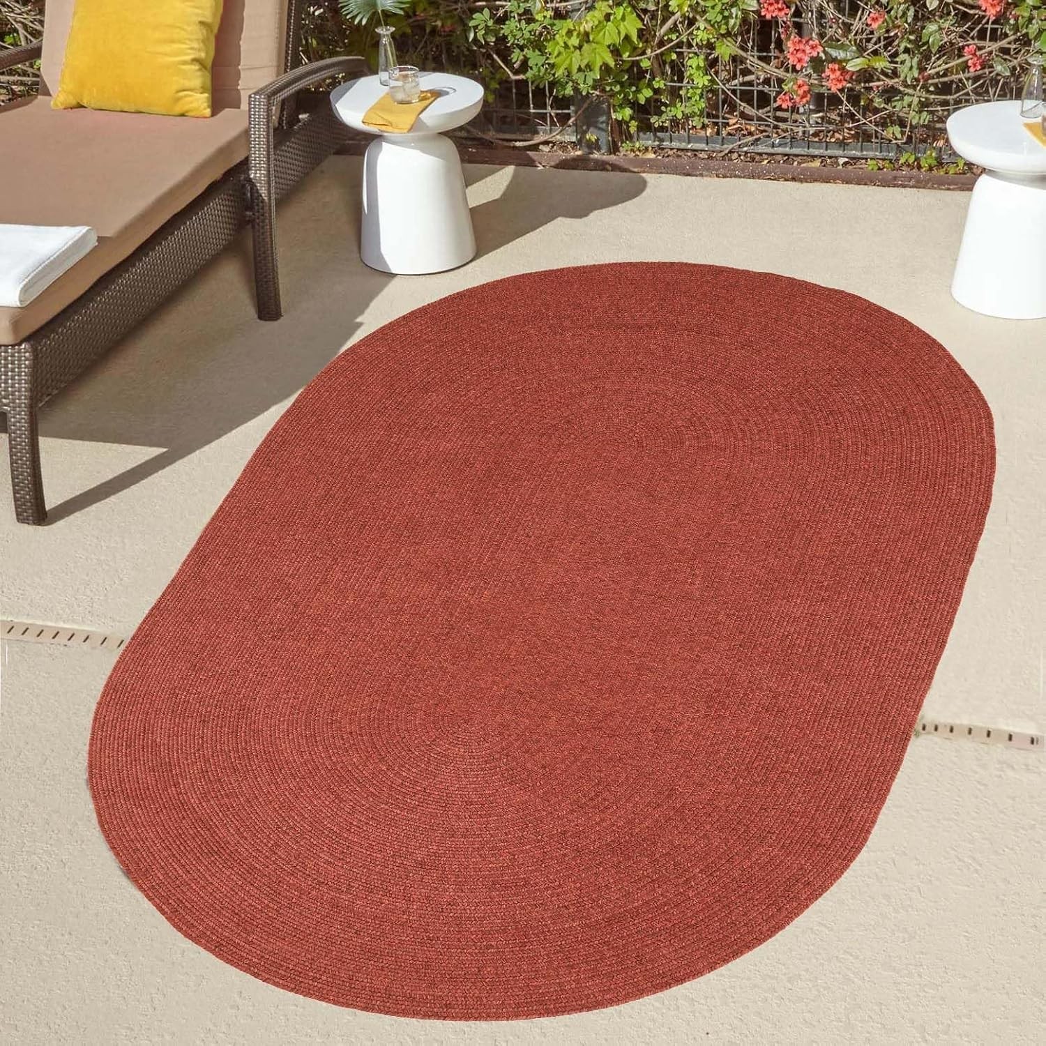 Superior Jute Oval Indoor Area Rug Brick 4 X 6 Oval 4X6Orug-Braided-Poly-Br