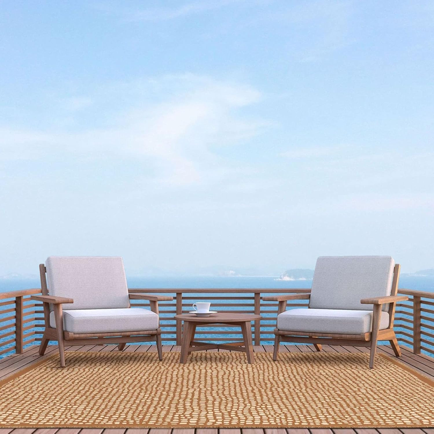 Tommy Bahama Marlin Transitional Indoor/Outdoor Area Rug, Brown, 5’3″X7’3″