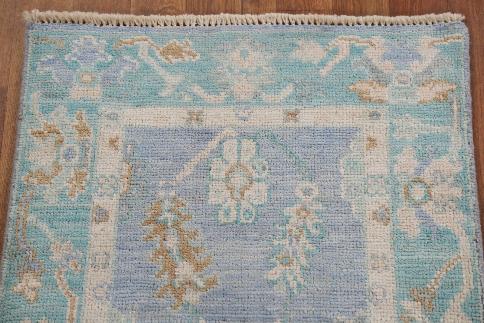 Oushak Turkish Accent Rug 2×4 Vegetable Dye Hand-knotted Wool Geometric Carpet