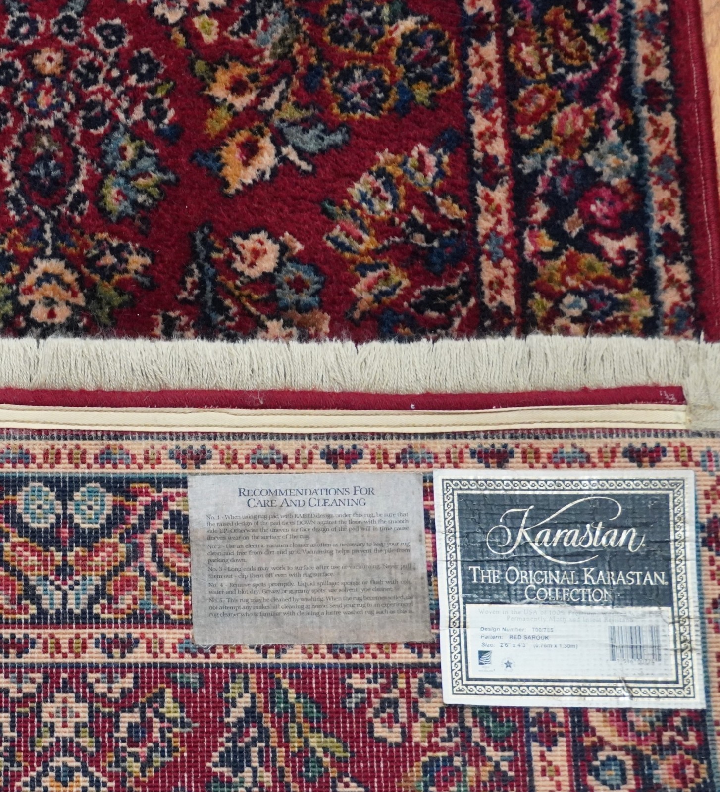 2’6″ x 4’3″ Authentic Karastan Red Saroukk 700-785 Wool American Rug Excellent