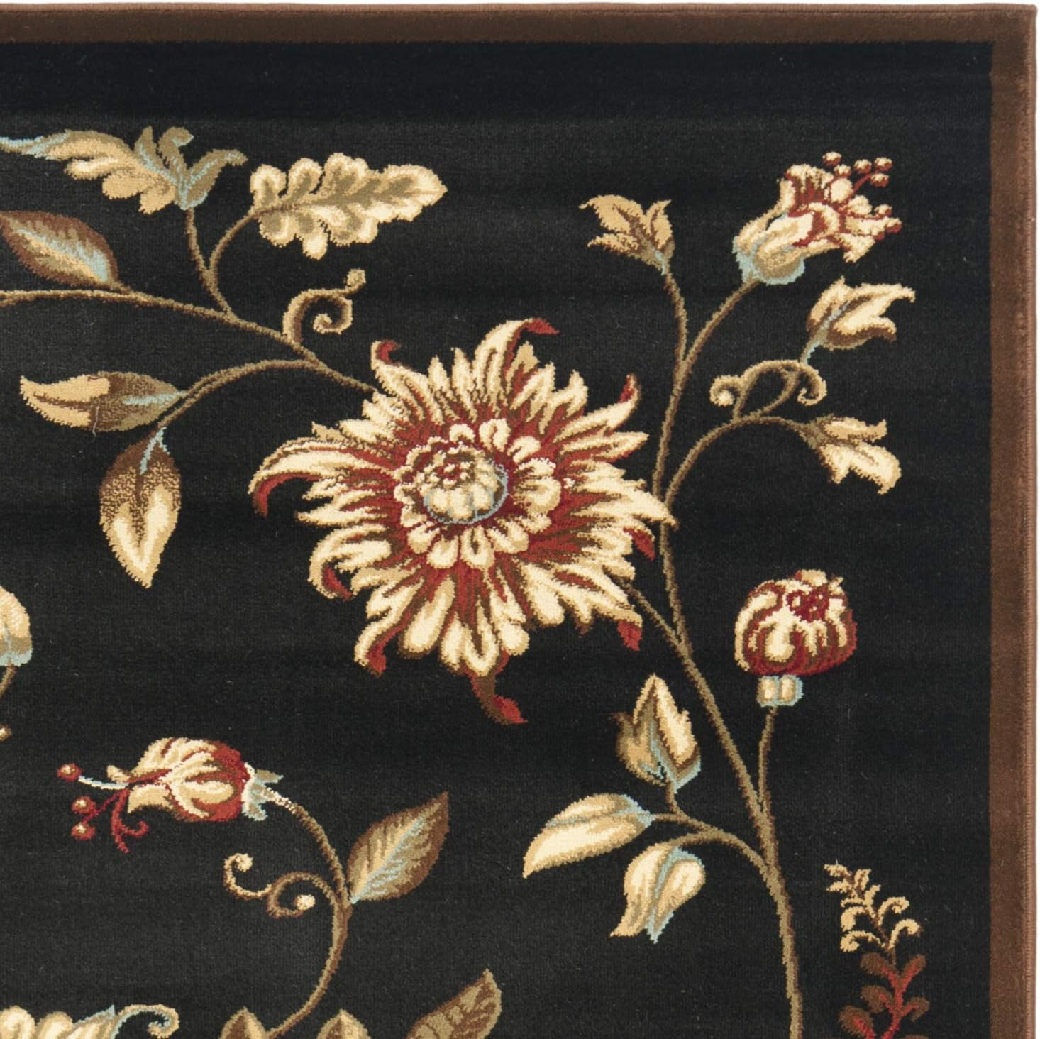 Lyndhurst 5’3″ x 7’6″ Area Rug – Black & Multi, Traditional Floral, Easy Care