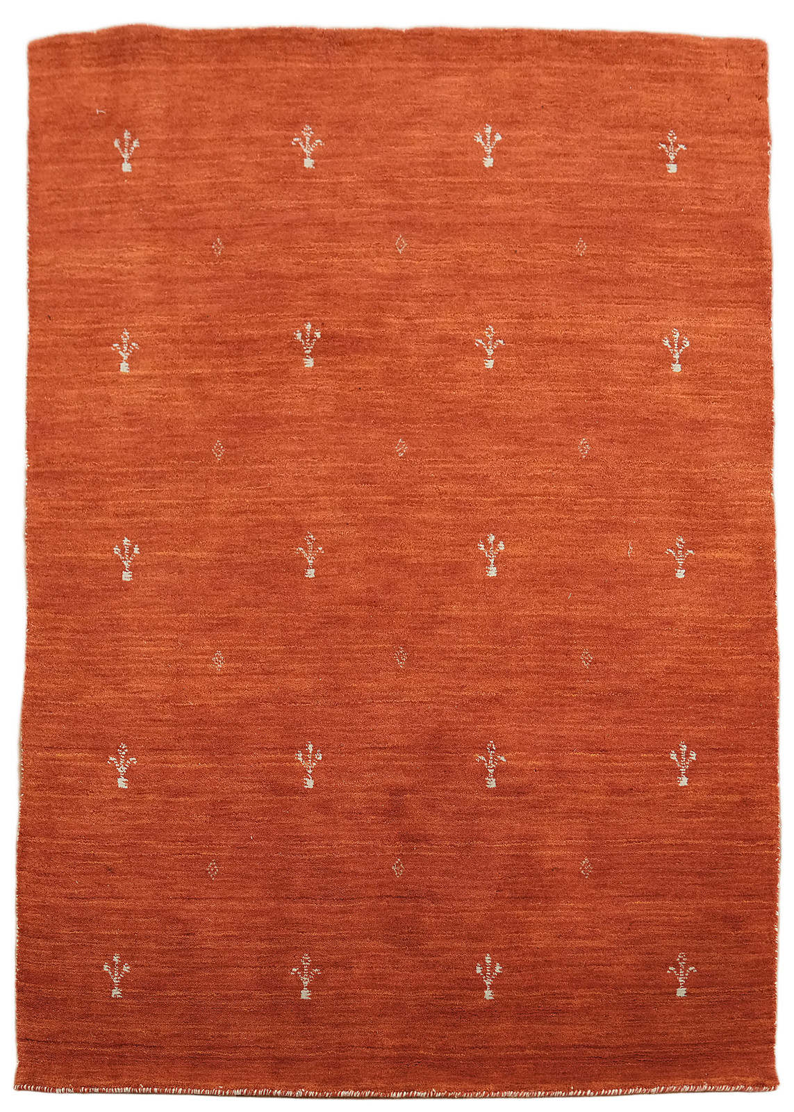 Solid Bright Orange with Minimal Design 5×6 Hand-Knotted Wool Area Rug