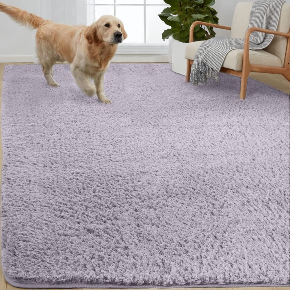 Gorilla Grip Soft Purple Plum Ultra Soft Faux Fur Area Rug 9 x 6 Ft Rug