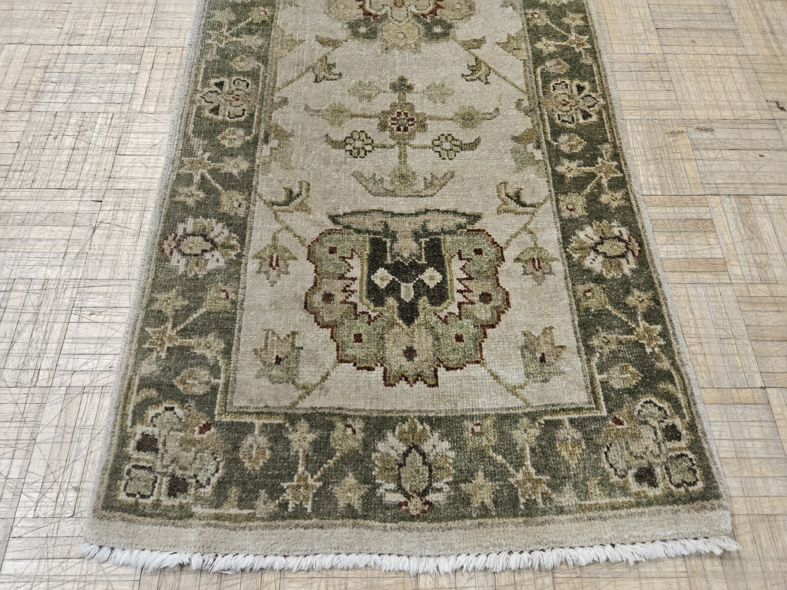 2.6×8 KALATY OUSHAK RUG – FINE HAND WOVEN RUG 100% WOOL GOOD CONDITION