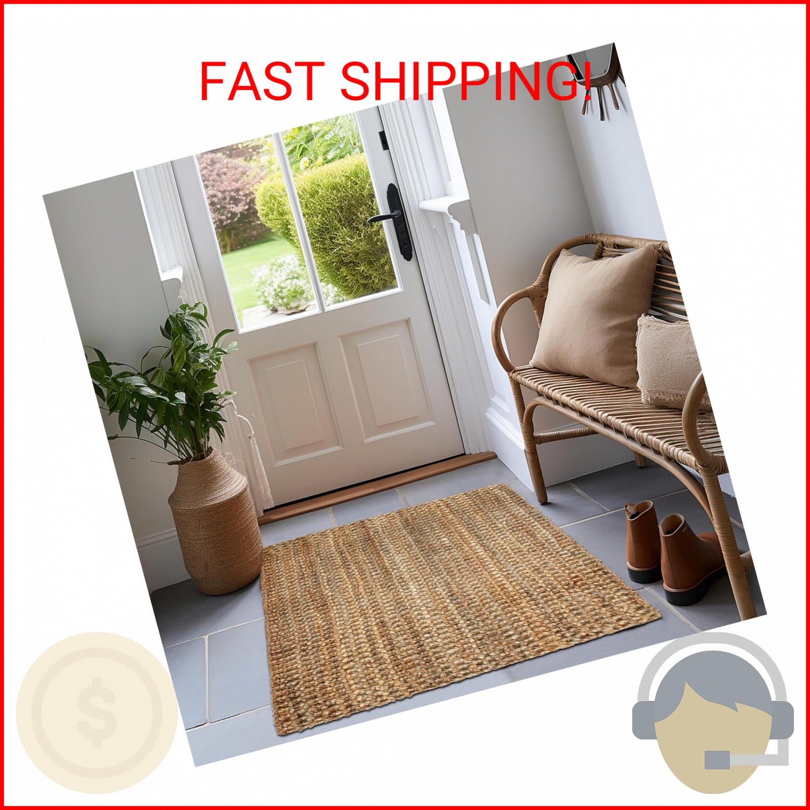 IRONGATE Jute Handspun Area Rug – Premium Jute Handwoven Reversible Chunky Textu