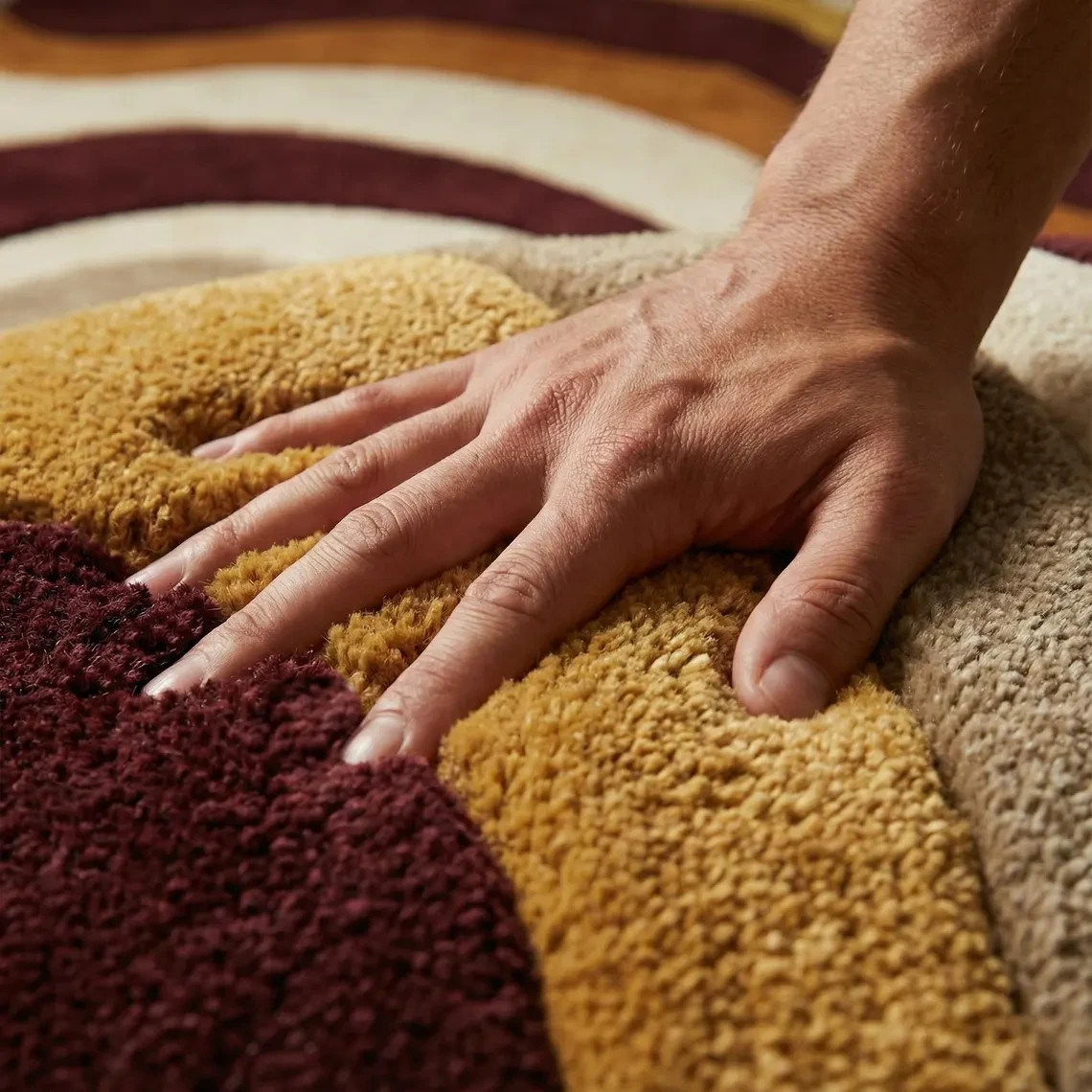 Abstract Mid Century Modern Rug, Hand Tufted Wool Geometric Area Carpet.