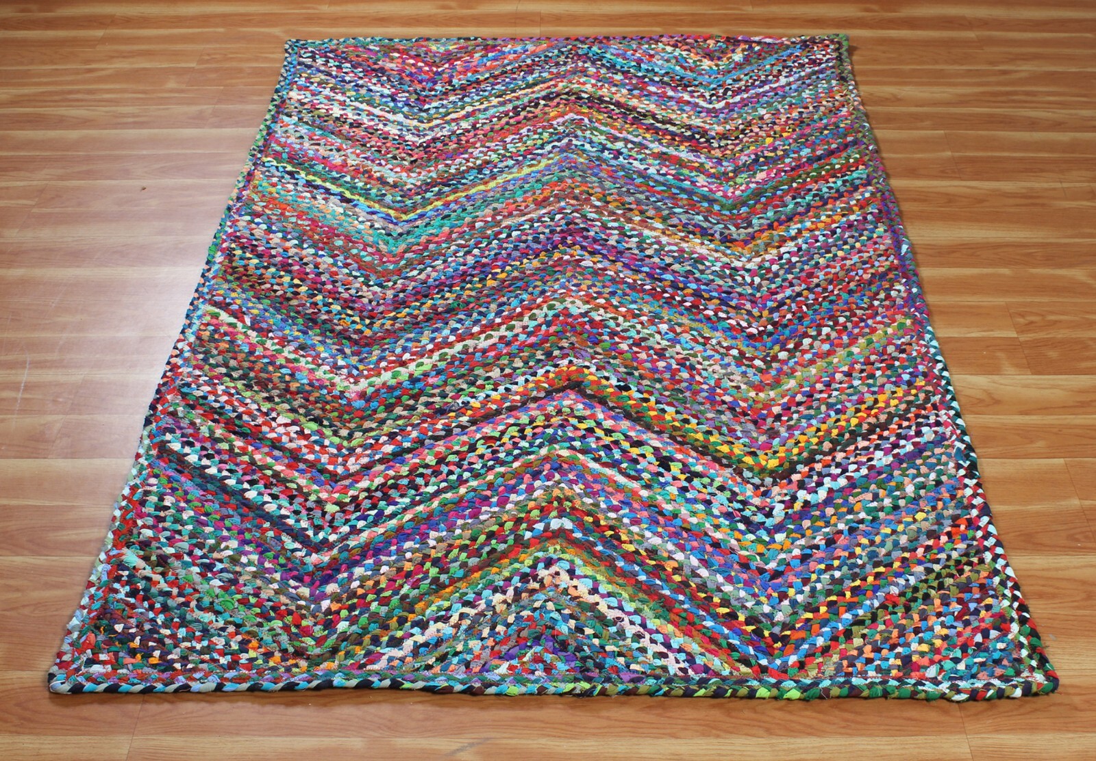 3×5 4×10 Hand Braided Chindi Cotton Area Rug Multi-color Runner Farmhouse Carpet
