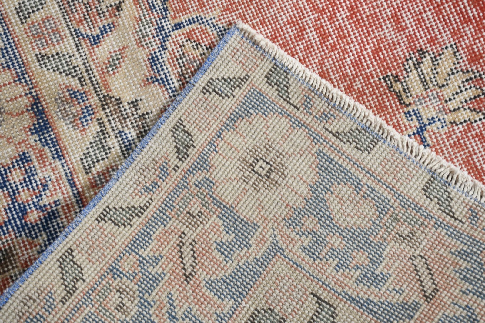 5,4×8,8 ft Large Vintage Rug, Turkish Rug, Red Blue Floral Wool Rug