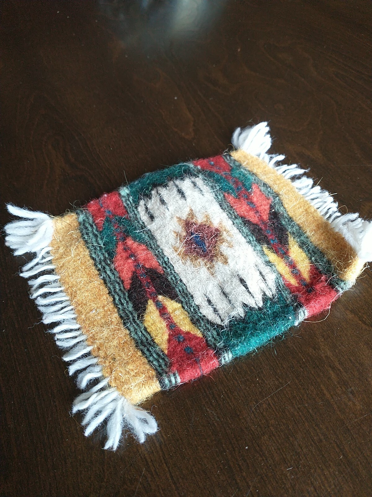 Vintage Desert Inspired Hand Woven wool Mini Native American Rug 6″X4