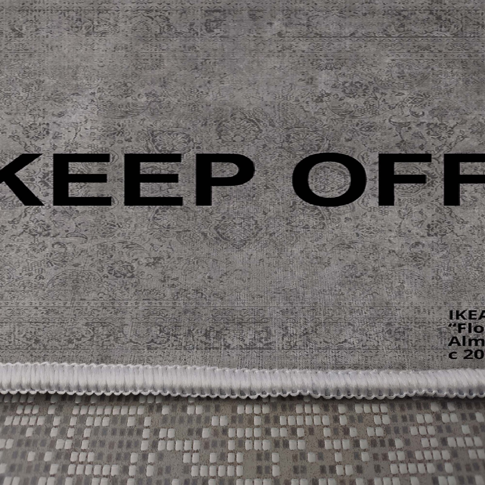 Gray Color Keep Off and Black Word Carpet, Cool Rug Carpet, Keep Off, Keep Off