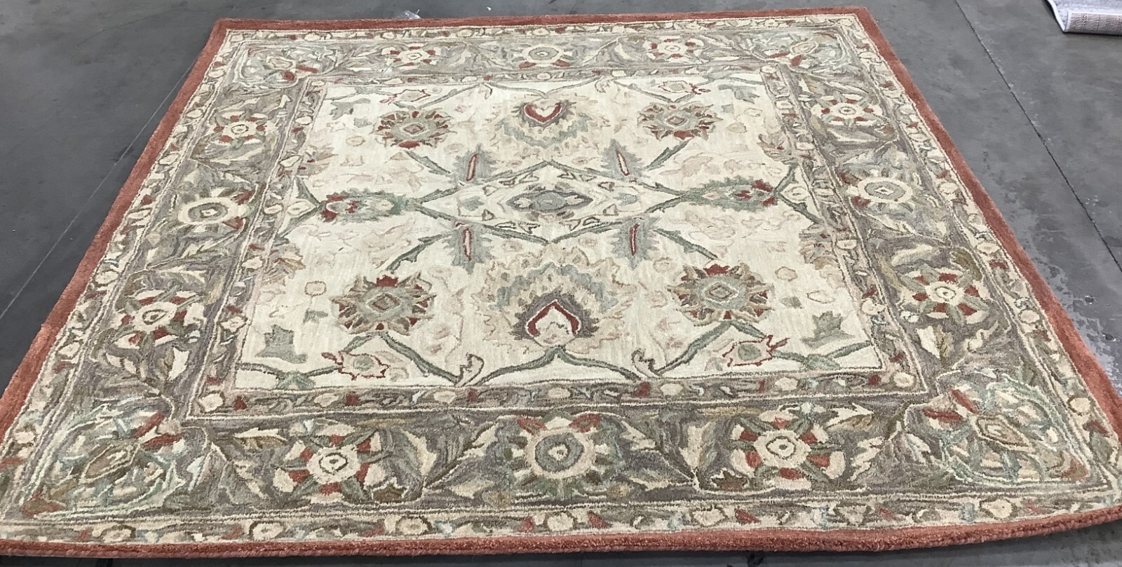 BEIGE / RUST 6′-0″ x 6′-0″ Back Stain Rug, Reduced Price 1172679401 AN512E-6SQ