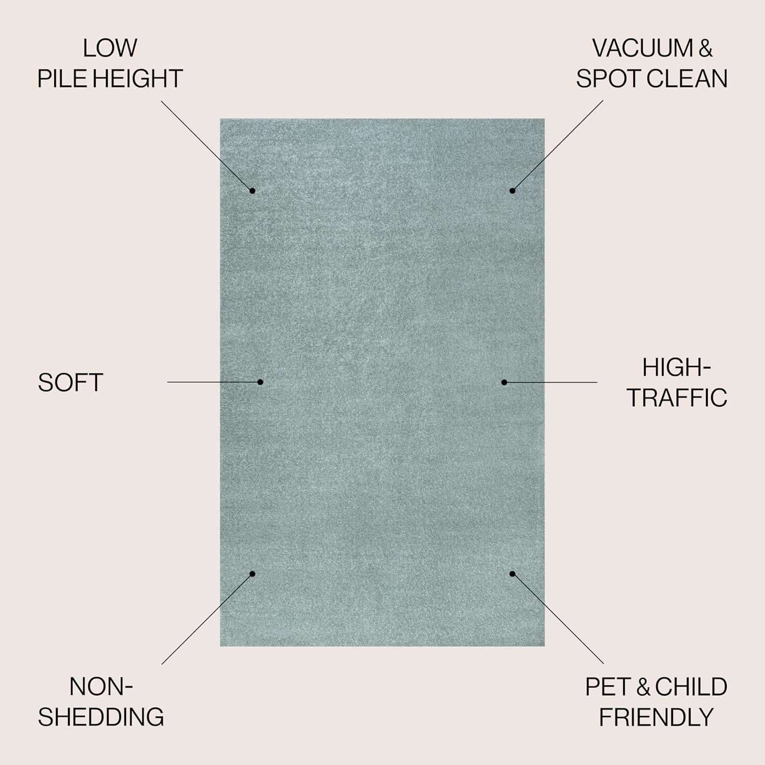 Haze Solid Low-Pile Aqua Blue 4′ round Indoor Area Rug, Coastal,Bohemian,Minimal