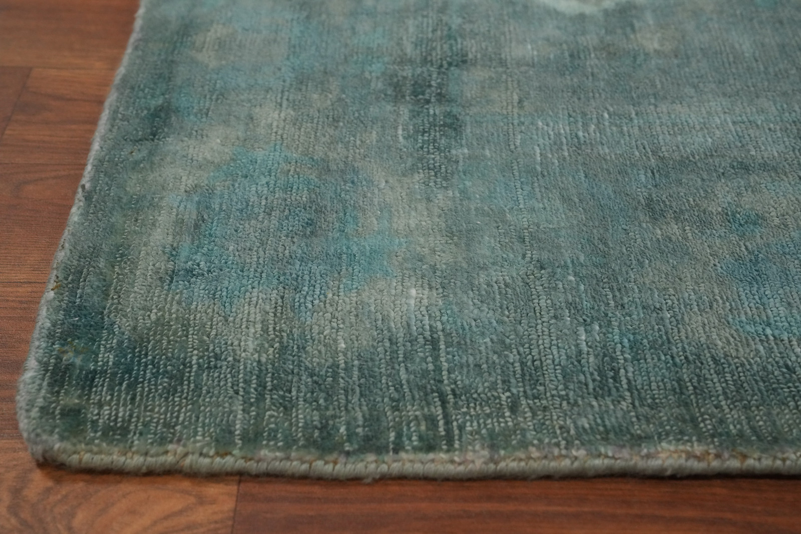 Contemporary Green Teal Silk Carpet Modern Abstract Handmade Area Rug 5×8 Ft