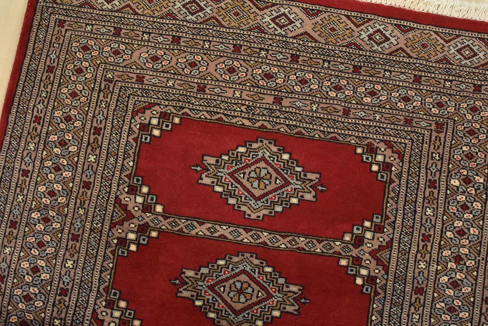 Bokhara Jaldar Rug 3’1” x 4’10” Red Wool Tribal Hand-Knotted Oriental Carpet