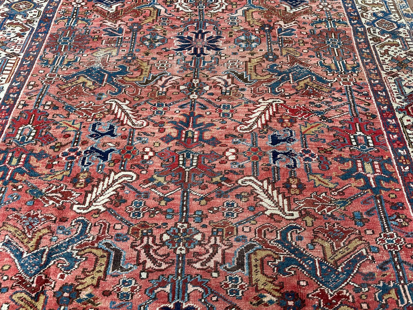 8×11 Antique Traditional Geometric Handmade Rose Wool Area Rug Classic Design
