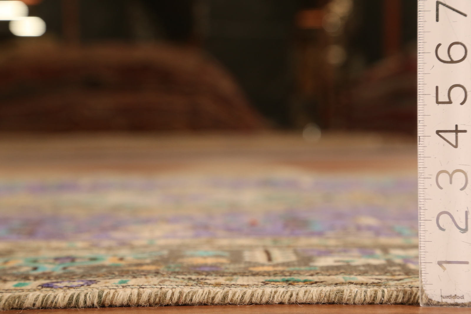 Purple Over-Dyed Wool Floral Living Room Area Rug Vintage Traditional Rug 7×10