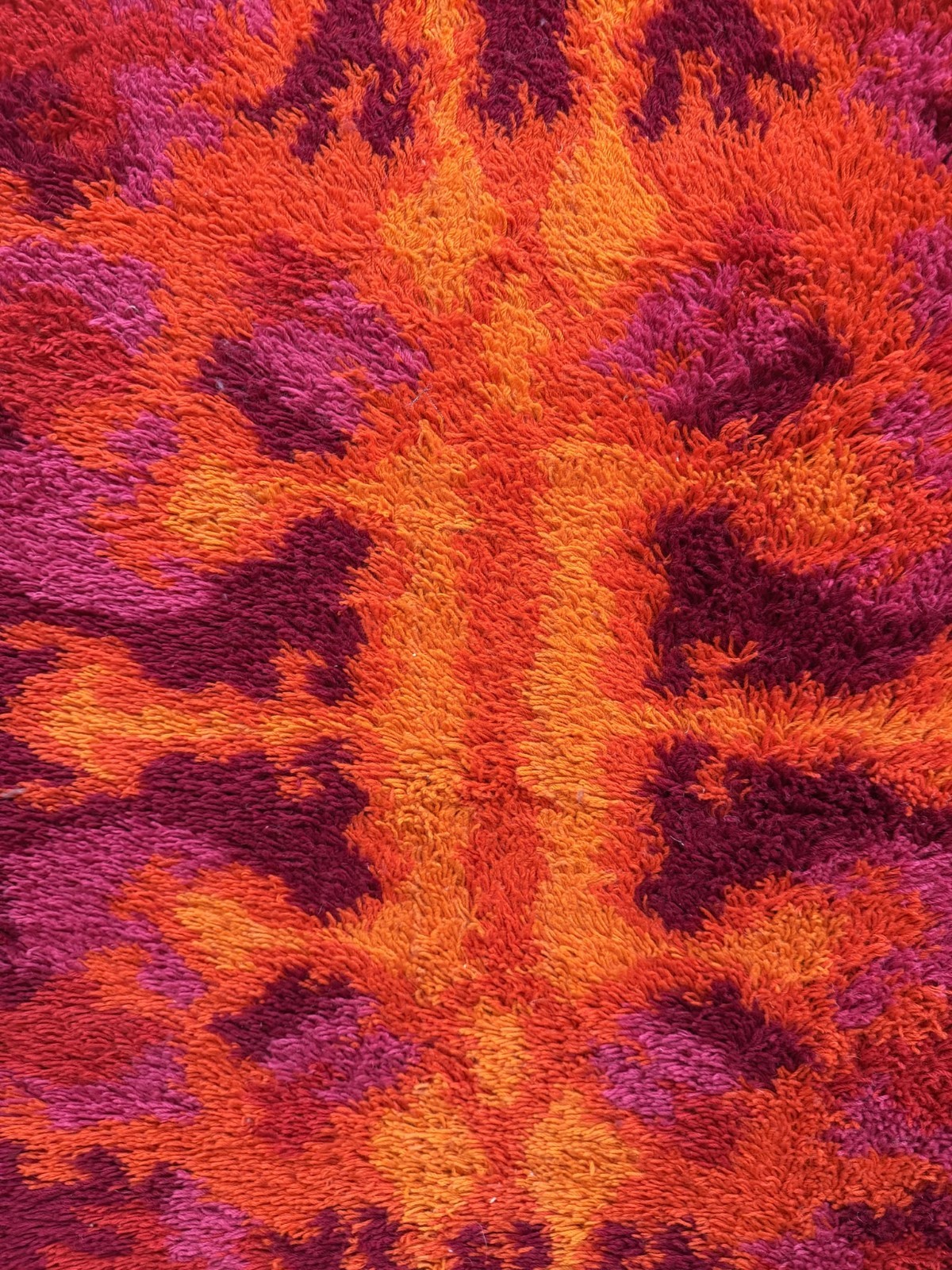70s THOR Scandinavian Vibrant Abstract UNUSED Modern Danish Rya Rug Mid Century