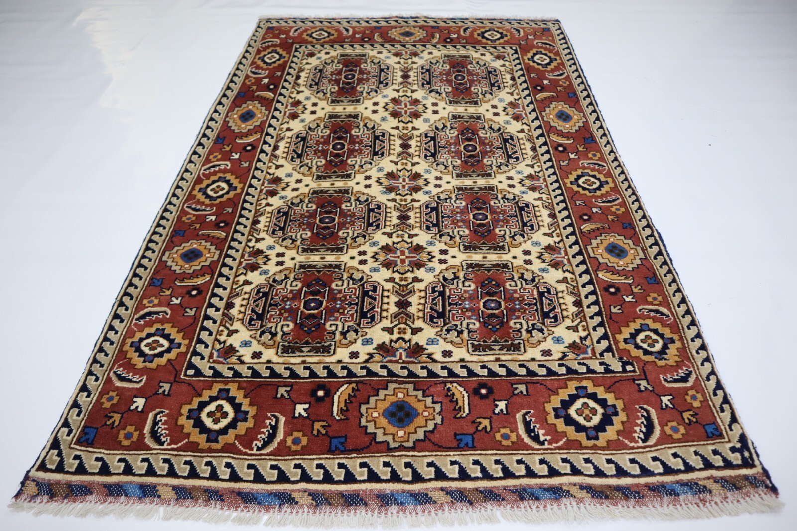 Beige Red 3×5 Area Rug, Hand Knotted Natural veg dye Wool Baloch Rug, Kids Rugs