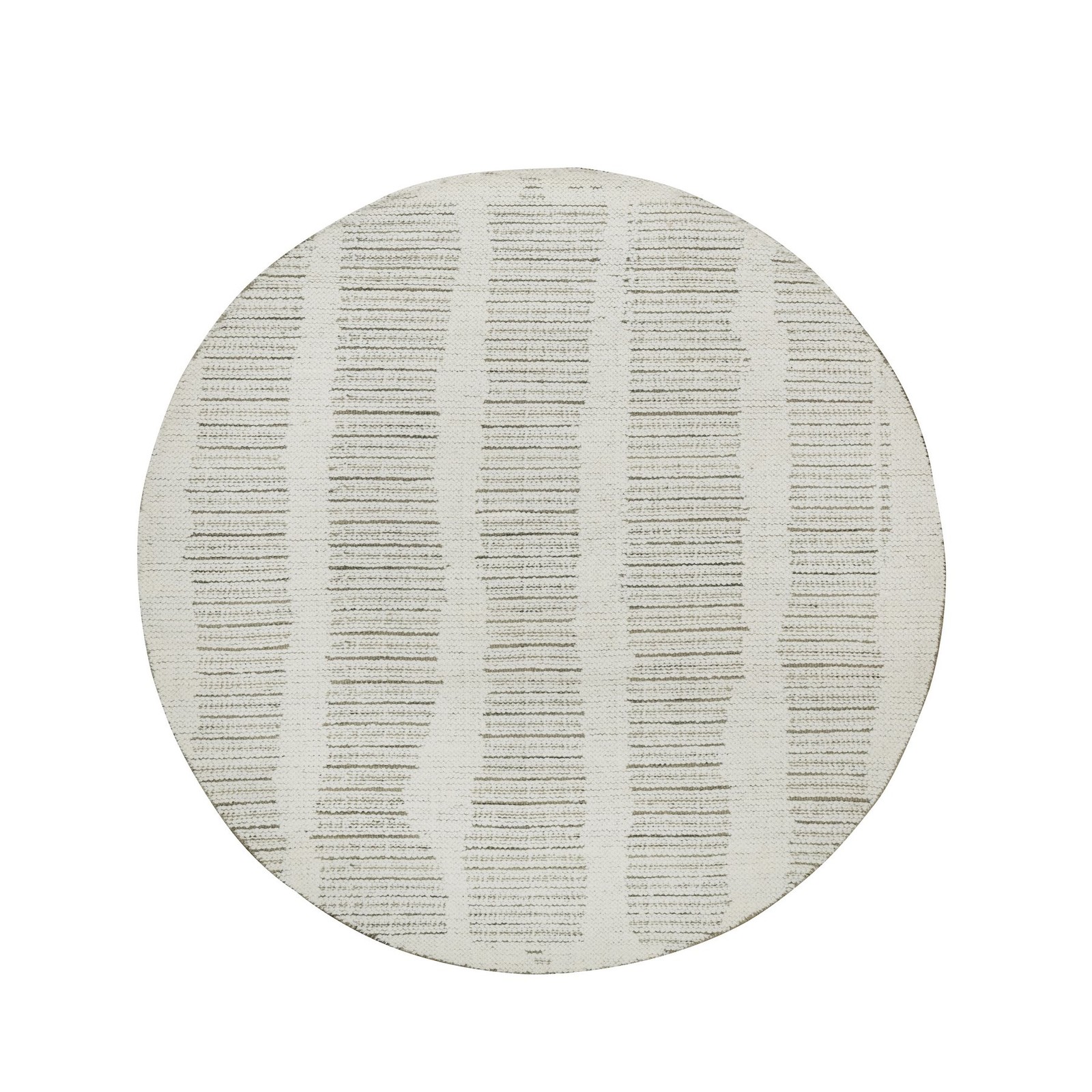 5′ x 5′ Ivory Wool Rug Flat Weave with Textured Pile Hand Woven Round R91740